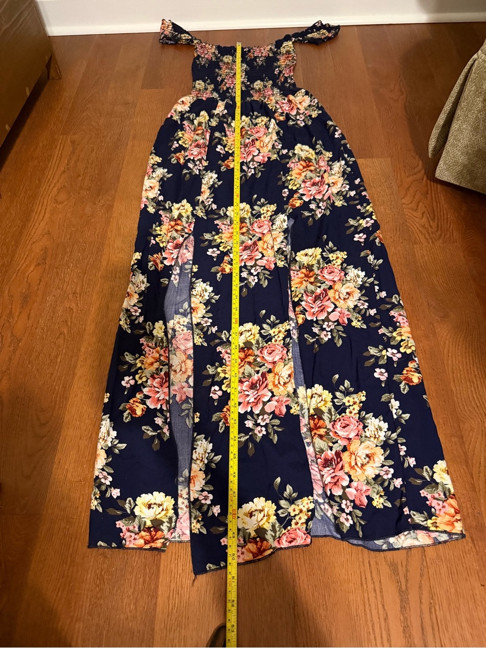 Altar'd State Floral Smocked Off-Shoulder Maxi Dress Size M - Picture 6 of 7